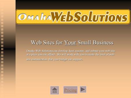 Web Sites for Your Small Business Omaha Web Solutions can develop, host, register, and submit your web site at a price you can afford. We will work with.