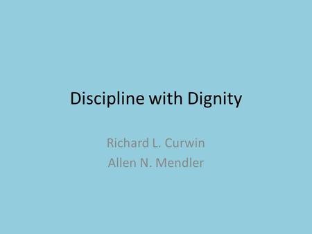 Discipline with Dignity