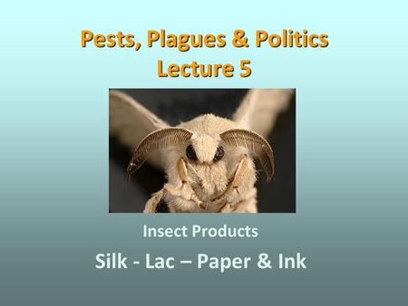 Pests, Plagues & Politics Lecture 5 Insect Products Silk - Lac – Paper & Ink.