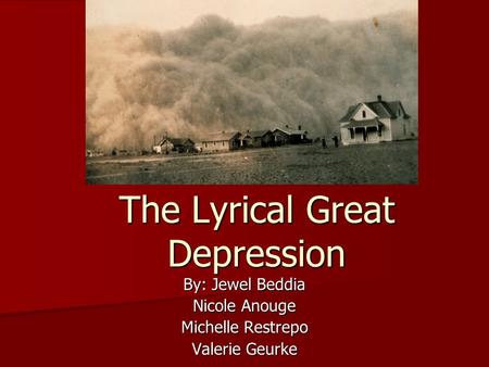 The Lyrical Great Depression