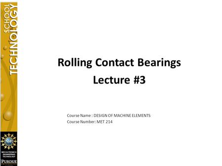Rolling Contact Bearings