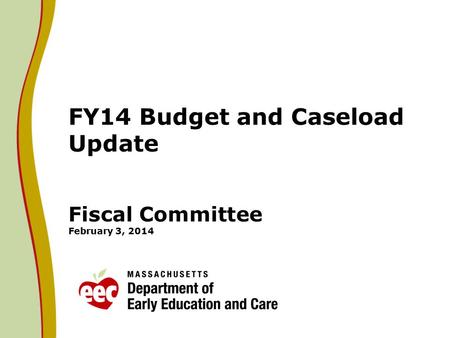 FY14 Budget and Caseload Update Fiscal Committee February 3, 2014.