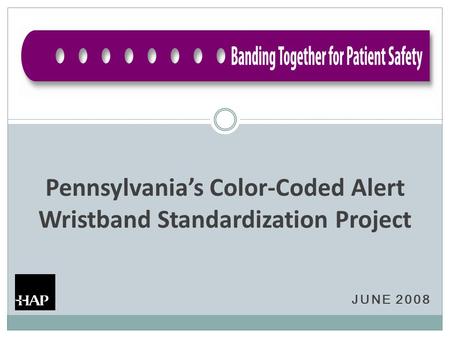 JUNE 2008 Pennsylvania’s Color-Coded Alert Wristband Standardization Project.