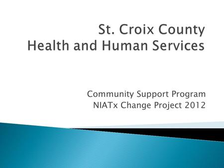 Community Support Program NIATx Change Project 2012.
