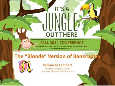 The “Blonde” Version of Bankruptcy Verona M Lambert Director, Student Accounts Southeast Missouri State University.