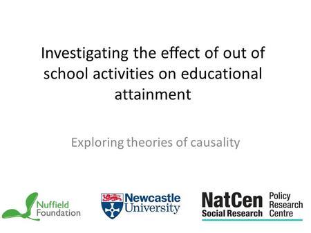 Investigating the effect of out of school activities on educational attainment Exploring theories of causality.