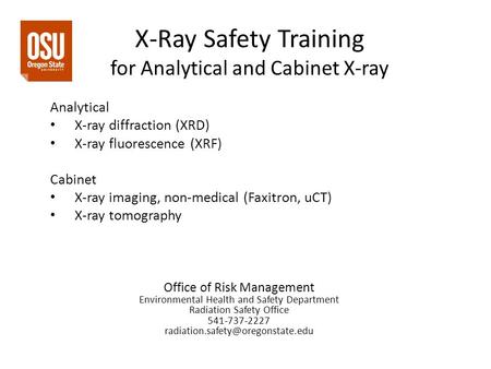 X-Ray Safety Training for Analytical and Cabinet X-ray