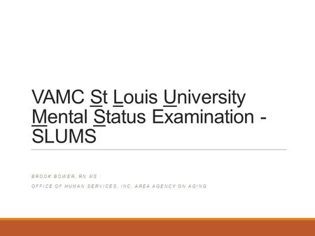 VAMC St Louis University Mental Status Examination - SLUMS