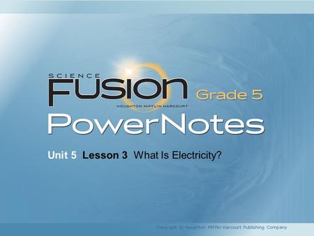 Unit 5 Lesson 3 What Is Electricity?