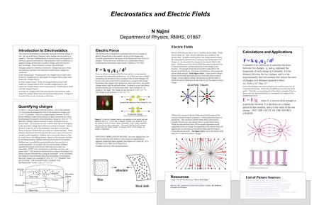 Introduction to Electrostatics The study of electrostatics is essentially the study of electric charges at rest. As you recall from Chemistry class, charges.