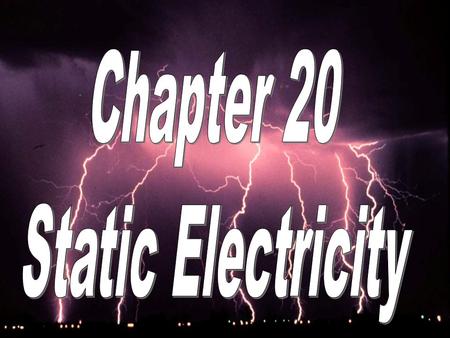 Electrostatics is the study Of electrical charges that Can be collected and held in One place.