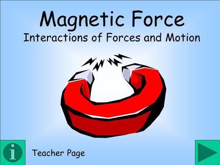 Magnetic Force Interactions of Forces and Motion Teacher Page.