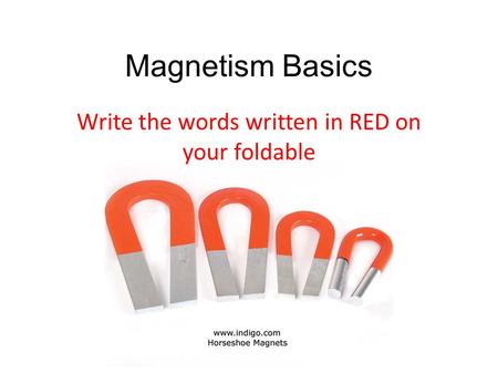 Write the words written in RED on your foldable