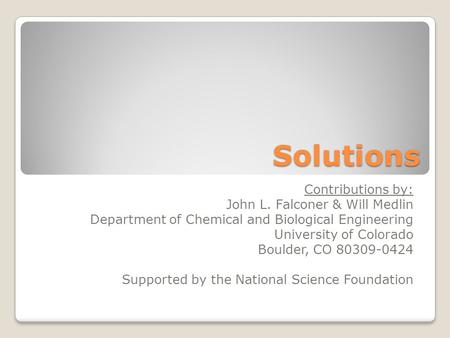 Solutions Contributions by: