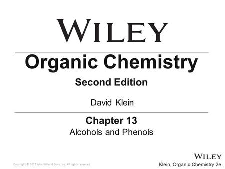 Organic Chemistry Second Edition Chapter 13 David Klein