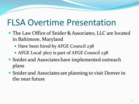 FLSA Overtime Presentation