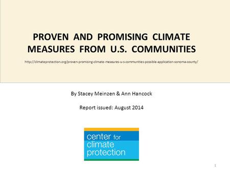 PROVEN AND PROMISING CLIMATE MEASURES FROM U.S. COMMUNITIES