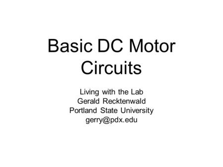 Basic DC Motor Circuits