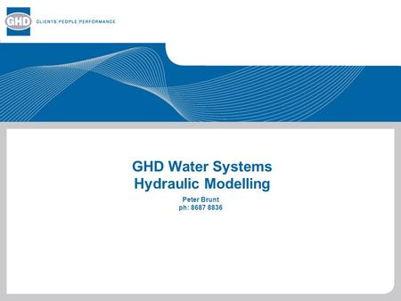 GHD Water Systems Hydraulic Modelling