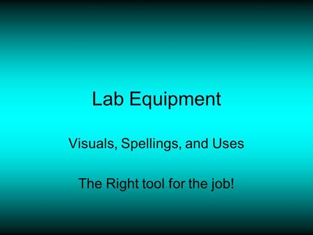 Visuals, Spellings, and Uses The Right tool for the job!