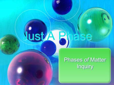 Just A Phase Phases of Matter Inquiry. Just a Phase - Inquiry Properties of Matter – page 64 - 65 Read Introduction Getting Started – In your lab group,