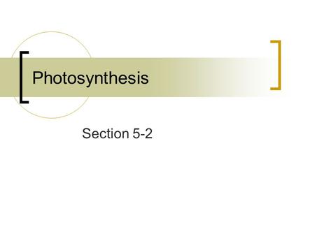 Photosynthesis Section 5-2.