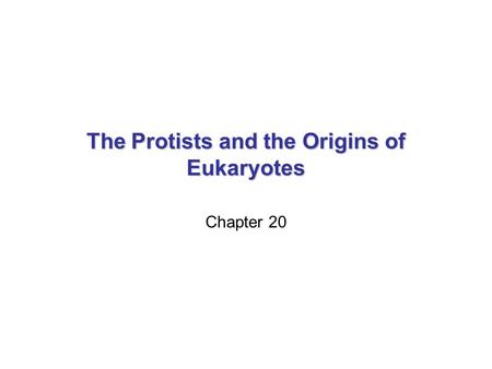 The Protists and the Origins of Eukaryotes