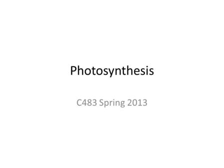 Photosynthesis C483 Spring 2013. 1. What structural feature is most responsible for chlorophyll's ability to absorb light? A) The magnesium ion. B) The.