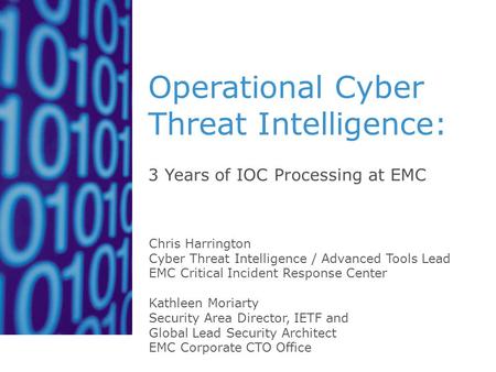 Operational Cyber Threat Intelligence: