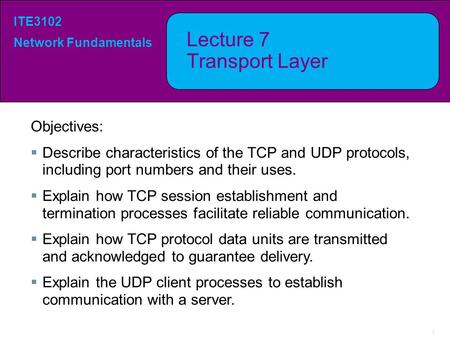 Lecture 7 Transport Layer