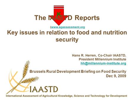 Key issues in relation to food and nutrition security