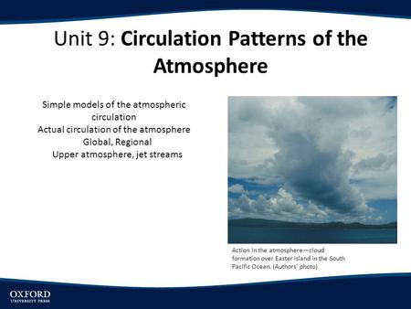 Unit 9: Circulation Patterns of the Atmosphere