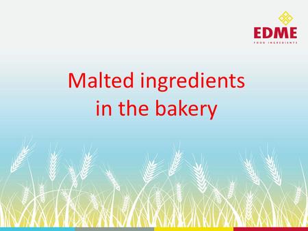Malted ingredients in the bakery. What is malt? Malt is germinated (sprouted) grain Usually barley or wheat, but other grains also malted – Rye, Oats,