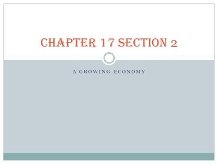 CHAPTER 17 SECTION 2 A Growing Economy.