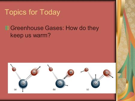 Topics for Today Greenhouse Gases: How do they keep us warm?