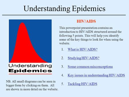 Understanding Epidemics HIV/AIDS 1.What is HIV/AIDS?What is HIV/AIDS? 2.Studying HIV/AIDS?Studying HIV/AIDS? 3.Some common misconceptionsSome common misconceptions.