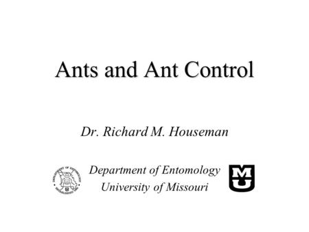 Ants and Ant Control Dr. Richard M. Houseman Department of Entomology University of Missouri.