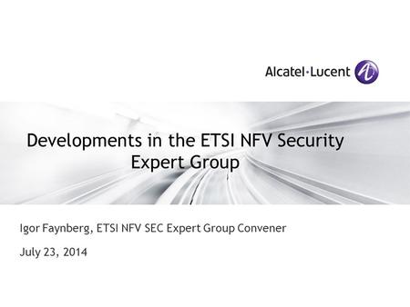 Developments in the ETSI NFV Security Expert Group
