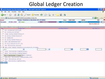 Global Ledger Creation. Open different telephone a/c’s as sub-ledger a/c’s and map under telephone expenses control a/c. Note : ledgers appearing under.