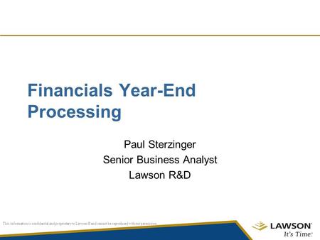 Financials Year-End Processing