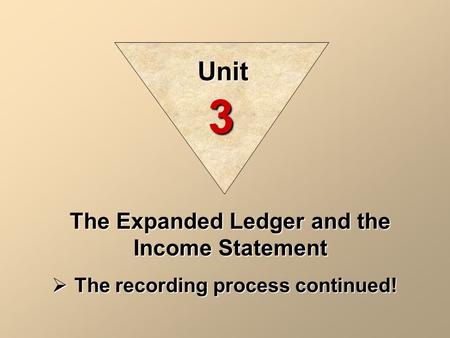 The Expanded Ledger and the Income Statement