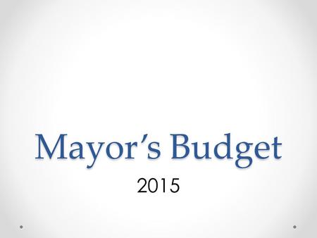Mayor’s Budget 2015. Budget Funds All Funds: $55,213,096 Municipal Lighting Department Water Fund Sewer Fund Parking Special Assessment District Library.