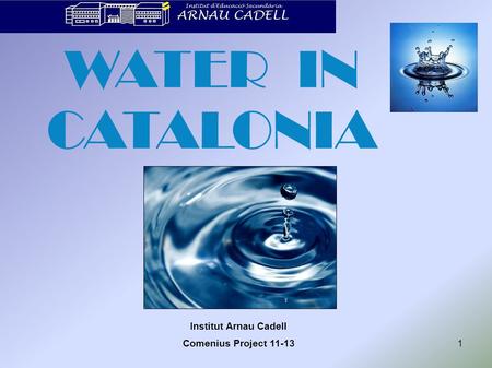 1 WATER IN CATALONIA Institut Arnau Cadell Comenius Project 11-13.