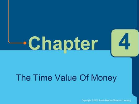 Copyright ©2003 South-Western/Thomson Learning Chapter 4 The Time Value Of Money.