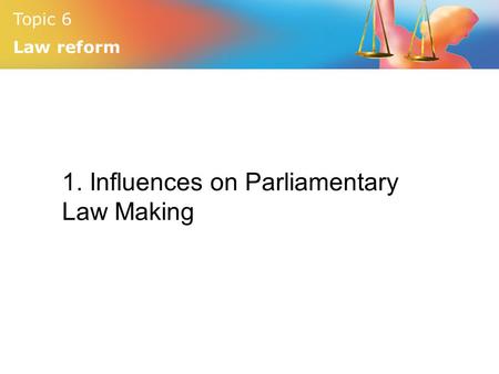 1. Influences on Parliamentary Law Making