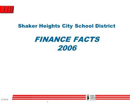 02/09/06 1 Shaker Heights City School District FINANCE FACTS 2006.