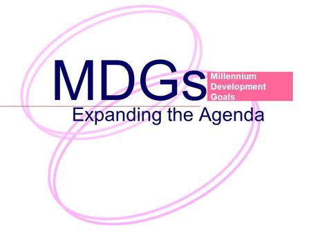 MDGs Expanding the Agenda Millennium Development Goals.
