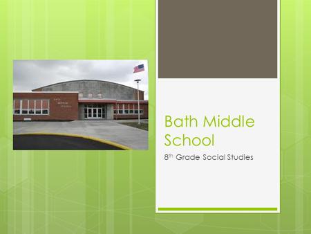 Bath Middle School 8 th Grade Social Studies. Part 1: Lesson Objectives  Learning Goal for Students: Students will participate in a simulation of the.