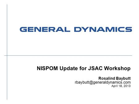NISPOM Update for JSAC Workshop