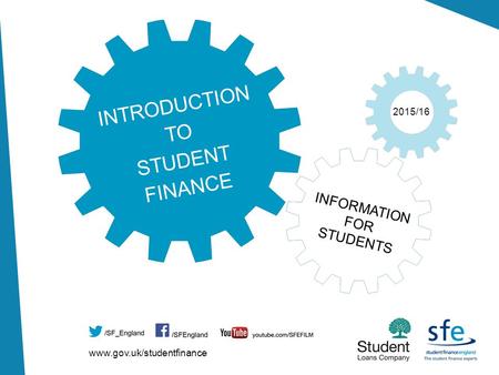 Www.gov.uk/studentfinance 2015/16 INTRODUCTION TO STUDENT FINANCE INFORMATION FOR STUDENTS.